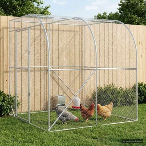 vidaXL Poulailler Argenté 200 x 200 x 215 cm Acier galvanisé (1/5)