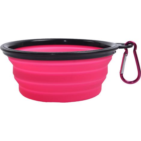 Ciotola per cani in silicone, pieghevole, adatta ai viaggi, rosa (1/3)