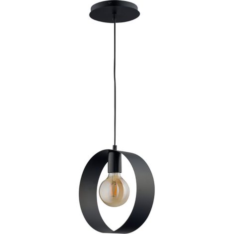 Suspension moderne noire Happy, anneau, E27 15W Sigma