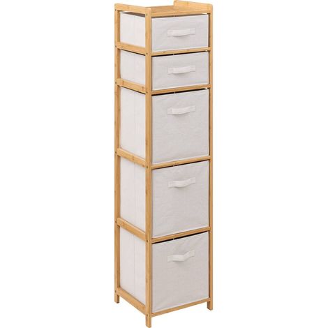 Regal mit 5 körben tidy box aus braunem bambus - 5five (1/5)