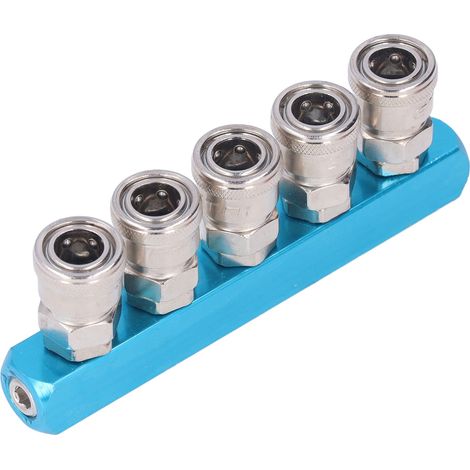 Bloc de distribution d'air G1/4 en aluminium acier inox, répartiteur droit tuyau pneumatique avec raccord SML-5 (1/5)