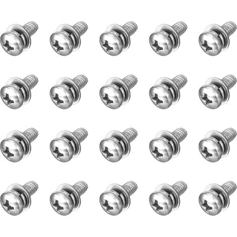 Vis à tête Phillips à embase M4 x 10mm en acier inoxydable 304 combinées avec rondelles Grower et plates - Lot de 20 pièces (1/5)