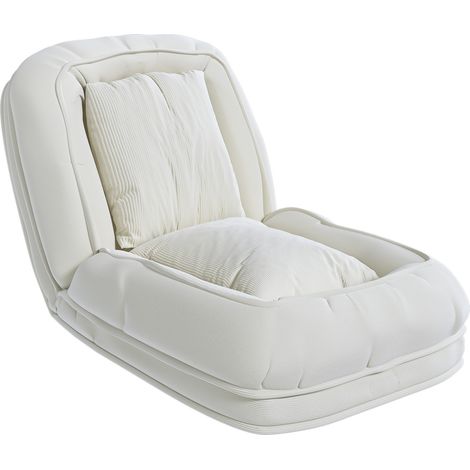 Sofá cama plegable ergonómico 5 posiciones con 2 cojines de pana color crema HOMVRA (1/5)