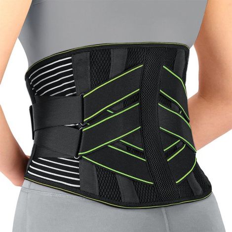 Correas de soporte lumbar con barras metálicas，cómodas y transpirables，con cojín lumbar 3D extraíble para un soporte eficaz de la zona lumbar (1/5)