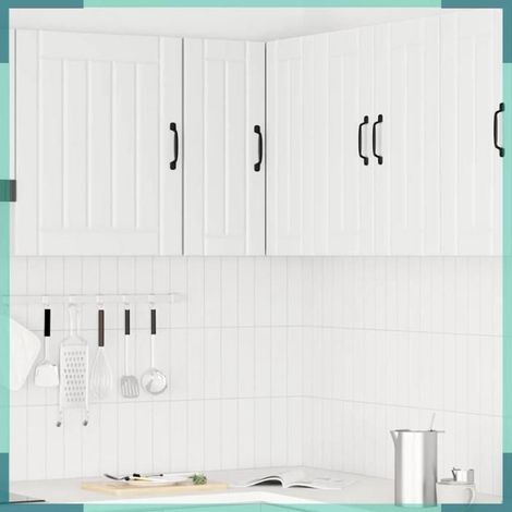853857 Armoire d'angle murale de cuisine Lucca blanc bois d'ingénierie (1/5)