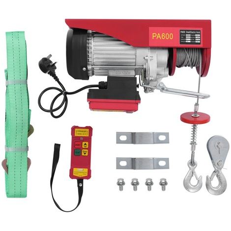 600kg Electric Hoist with Wireless Control & Two Slings for Garage, Warehouses (1/5)