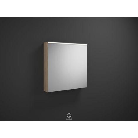 Armoire à miroir Burg Eqio 800x800x170, décor chêne cachemire