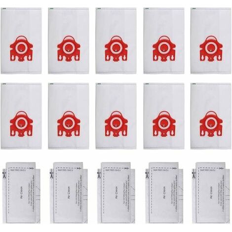 3D Efficiency FJM Sac Filtre Aspirateur pour HyClean Miele - y'a 10 Sacs,5 tampons filtrants - 209077 Rouge (1/5)
