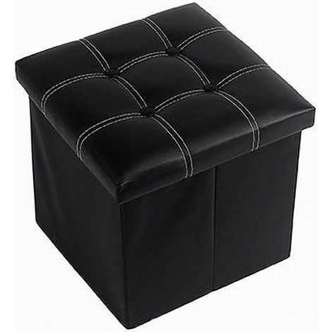 Cleafe - Pouff Puff Pouf Contenitore Imbottito Portaoggetti Seduta Nero 38x38x35 Cm 79429 - (1/2)