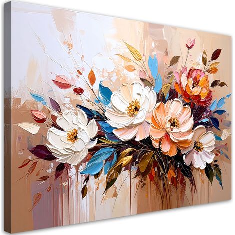 Quadro su tela, Mazzo di fiori Astratto colorato - 90x60 (1/2)