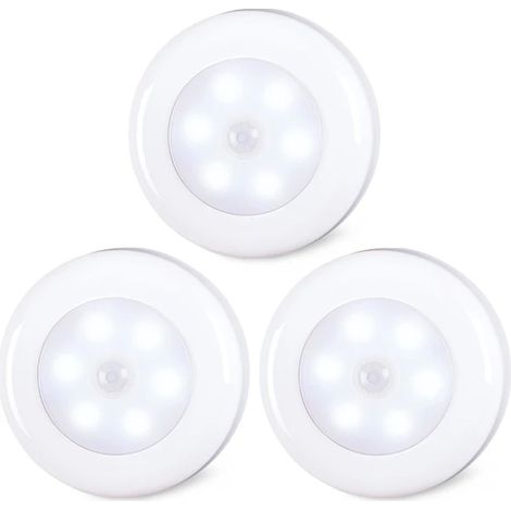 Lampe LED à détecteur de mouvement pour usage intérieur, fonctionnant sur piles, idéale pour sous les meubles, les armoires, les escaliers, les dressings, les cuisines et les couloirs. Lot de 3. (1/4)