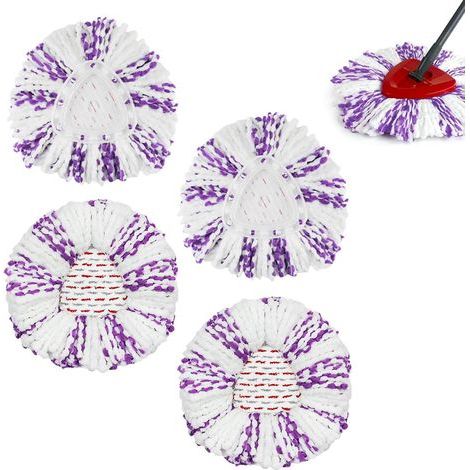 Applicable 4 Pièces Recharge Serpillière pour Vileda Turbo Kit, 3 en 1 Recharge Balai à Franges Compatible Vileda Turbo Smart, Adapté à Tout Système de Serpillière Rotative Vileda, Pour Tous Sols Durs (1/5)