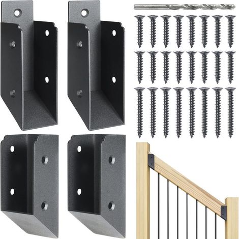 Lot de 4 raccords de main courante d'escalier en acier inoxydable 201 de 2 po x 4 po (1,5 po x 3,5 po) pour rampe d'escalier de patio (1/5)