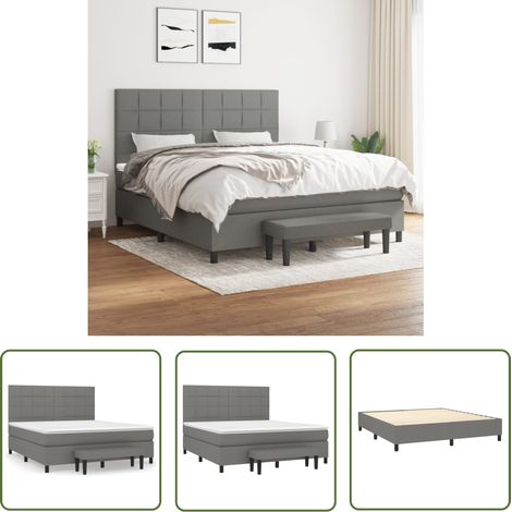 The Living Store Boxspringbett mit Matratze Dunkelgrau 160x200 cm Stoff - Boxspringbett - Doppelbett - Bett Mit Lattenrost - Bettrahmen - Schlafraum (1/5)