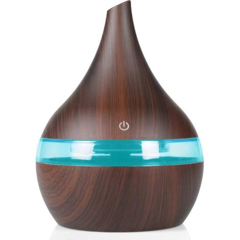 Humidificateur d'air 300 ml, diffuseur d'arômes électrique USB, brume parfumée aux huiles essentielles et à l'huile de bois, mini lampe LED 7 couleurs pour voiture, maison et bureau (Couleur : foncé) (1/5)