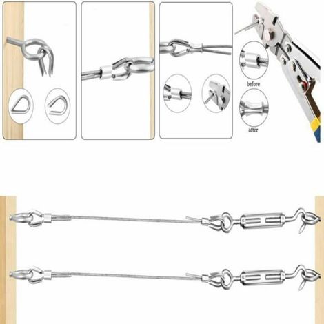 Cable Métallique - Acier Inoxydable 304 - 2 mm × 5 m - Pour Clôture Garde-Corps Formation Plantes - Avec Tendeur M5 Et Accessoires (1/4)