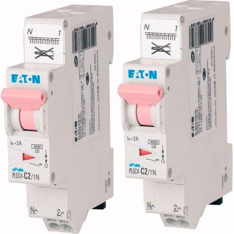 Lot de 2 disjoncteurs auto 2A PLG, Ph+N (EN 60898) courbe C