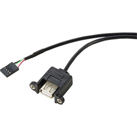 Renkforce Câble USB USB 2.0 En-tête de broche 4 pôles, USB-A femelle 0.60 m noir vissable RF-5719748 (1/2)