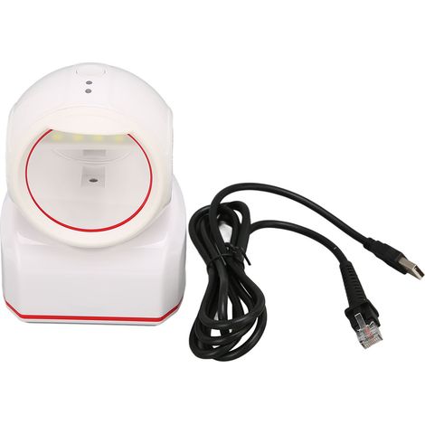 Lecteur de codes-barres USB 2D/1D omnidirectionnel, LED rouge 617 nm, pour écrans de téléphone et d'ordinateur (blanc). (1/5)