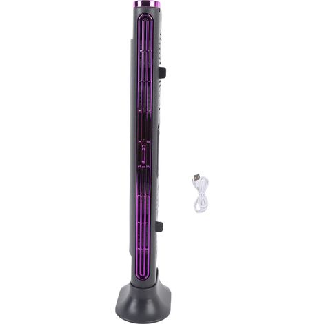 GARRYFIZH Petit ventilateur tour USB Rechargeable, vent puissant, gain de place, bureau sans lame, pour la maison, le bureau, la chambre à coucher, gris violet
