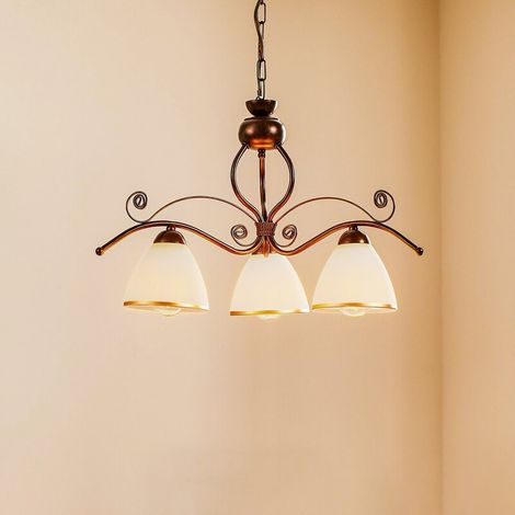 [GEBRAUCHT] B-Ware Lamkur Hängeleuchte Roma in Weiß und Braun dreiflammig Hängelampe Leuchte Lampe (1/2)