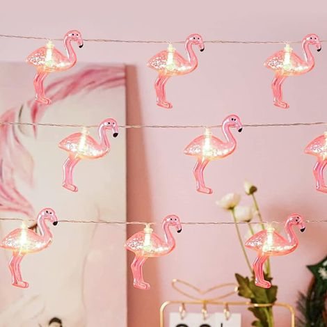 Guirlande Lumineuse Flamingo - 20 LED Chaîne 2 M - Fonctionnement sur Piles - Étanche IP65 - Pour Décoration Extérieure et Intérieure (1/5)