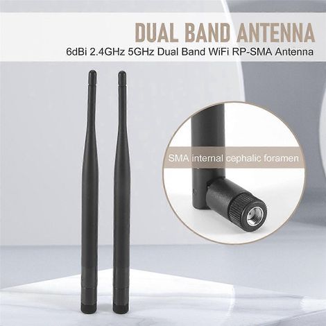antennes WiFi double bande RP-SMA 6 dBi + 2 câbles U.fl / IPEX de 35 cm (1/5)