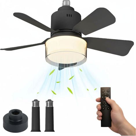 Ventilatore da soffitto silenzioso a LED da 24 W – Telecomando – 4 velocità regolabili – Illuminazione dimmerabile da 3000K a 6000K – Per soggiorno e camera da letto – Nero (1/5)