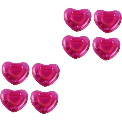 8 porte-gobelets gonflables flottants en forme de coeur Dessous de verre flottants pour la piscine Dessous de verre gonflables pour l'eau Boissons flottantes Jouets de fête à la piscine roses Boissons
