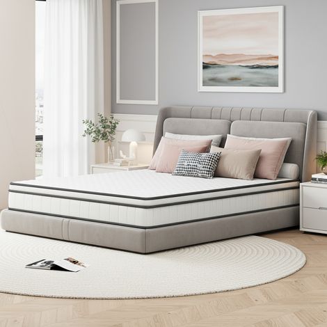 Taschenfederkernmatratze 90 × 200 cm – Hybridmatratze – mehrschichtiger HR-Schaum – atmungsaktives 3D-Mesh – Taschenfederkern – 25 cm hoch – 6 Zonen – hypoallergen (1/5)