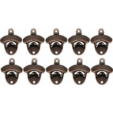 10 Ouvre-bouteilles mural vintage en métal robuste pour bar, restaurant ou maison - Lot de 10 (1/5)