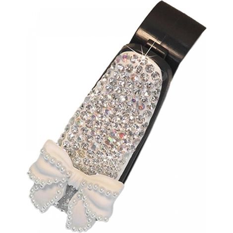 Car Visor Sunglasses Clip, Car Sunglass Holder Clip - Rhinestone Bowknot/Camellia - Car Sunglass Hanging Clip (1/5)