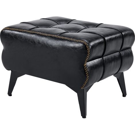 Pouf, 43 x 33 x 30 cm, métal et bois, noir (1/5)