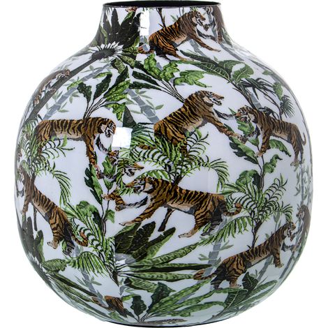 Emaelled Metal Vase Tigers ° 21x21cm für alle Stile, um dem Haus eine Berührung für alle Stile zu verleihen, um dem Haus eine Note zu verleihen (1/5)