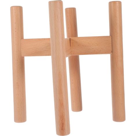 Brown Wooden Plant Stand with Cross Structure, Minimalist Style (1/5)
