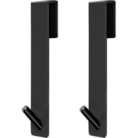 [JAMAIS UTILISÉ] Lot de 2 crochets de porte de douche en acier inoxydable, sans perçage, pour suspendre des serviettes, sans cadre, pour salle de bain (17,8 cm, noir) (1/4)