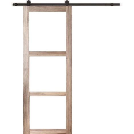 Puerta corredera Frake con acristalamiento transparente H204 x L73 cm, riel para GD MENUISERIES