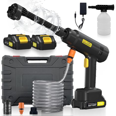 Nettoyeur Haute Pression sans Fil, Max 362 PSI, Nettoyeur Haute Pression sur Batterie avec Buse 6 en 1, Pulvérisateur de Mousse, pour Le Nettoyage et Arrosage (1/5)