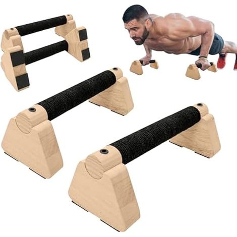 Parallettes En Bois - 2 Pièces - 12 cm Hauteur - Base Antidérapante - Pour Entraînements Calisthenics Et Pompes - Usage Intérieur/Extérieur (1/3)