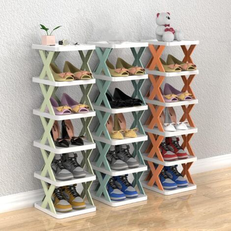 Étagère à chaussures – Organiseur de chaussures à 9 niveaux pour placard étroit, armoire à chaussures peu encombrante pour chambre à coucher, vestiaire, couloir, garage. (Bleu clair) (1/5)