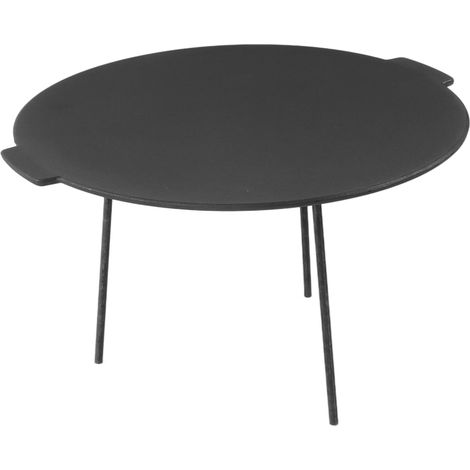 Poêle à griller ronde en fonte, sans fumée, durable et résistante à la chaleur, idéale pour le camping et les barbecues en intérieur et en extérieur. (1/5)