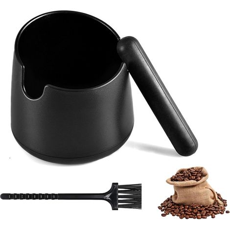Récipient de tapotement pour porte-filtre avec brosse de nettoyage - Noir mat - Pour marc de café - Machine à café - Pour boîte à tamis - Porte-filtre - Accessoires (1/5)