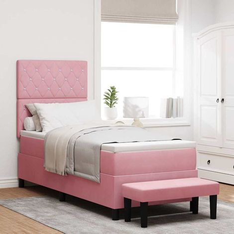 vidaXL Cama tipo Box Spring con cabecera Rosa 200 x 80 cm Terciopelo (1/5)