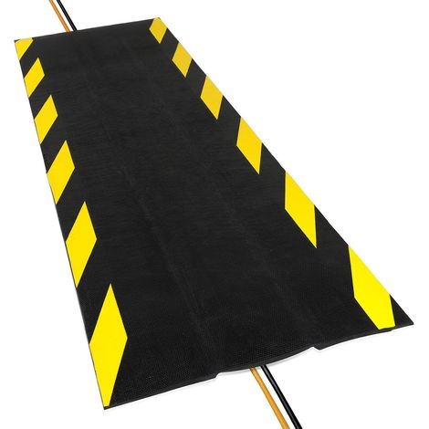 Protection de Câbles Passe Câble au Sol en Caoutchouc 100 x 30 cm Spécial Extérieur, utilisable Intérieur - Canalisation de Sol Nylon Caoutchouc, Rapide Simple Repositionnable (1/5)