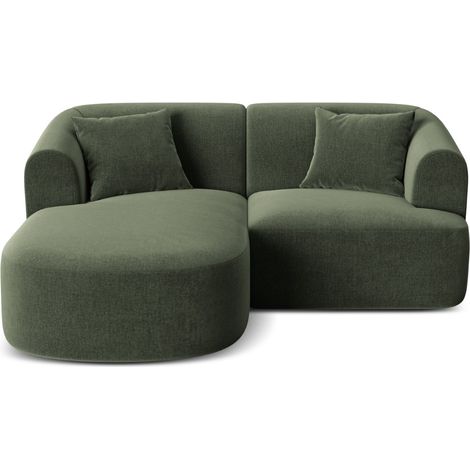 Canapé d'angle gauche modulable 3 places en velours vert (1/5)