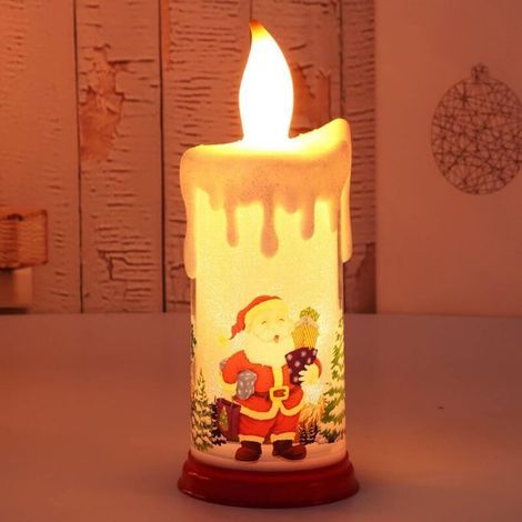 Flameless LED Candle, Simulated Flame Christmas Candle, Battery Operated Santa and Snowman Candle for Weddings, Halloween, Christmas and New Year's - Santa Claus B (1/5)