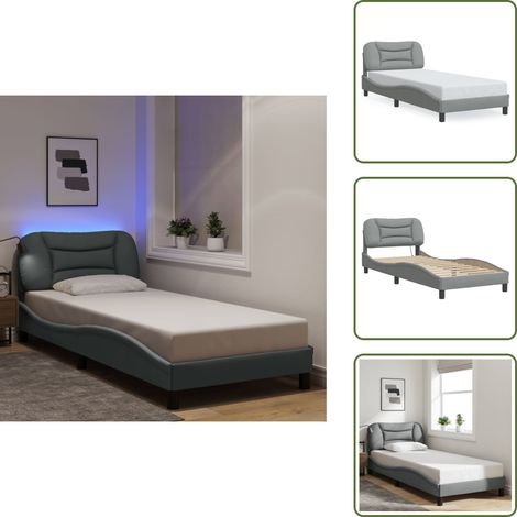 Cuscino testiera - vidaXL Giroletto con LED senza Materasso Hvar 80x200 cm Tessuto - Letto con luci LED