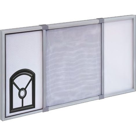Mosquitera con marco extensible con gatera, blanca, 2 piezas 70 x 50 cm