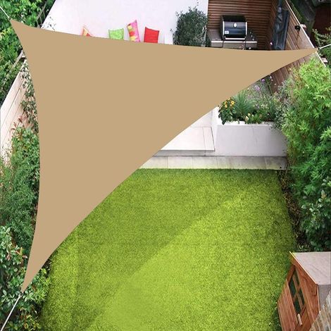 Toldo De Velas De Sombra Triangular MINKUROW, Cobertura De Toldo De Bloque Uv 98% Para Patio, Césped, Jardín, Patio Al Aire Libre, Arena 3,6x3,6x3,6 (1/5)