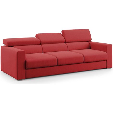 Dylan Divano a 3 sedute con estraibile a cassettone in tessuto simil cotone impermeabile T13 240 cm rosso (1/5)